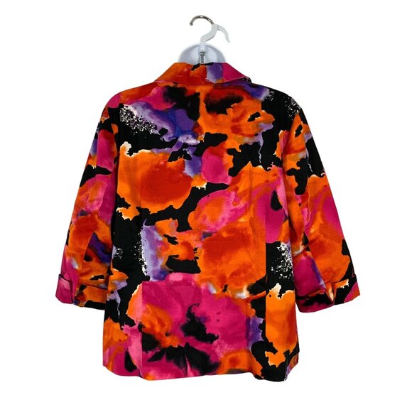 Laura Ashley Petite Womens Top 3/4 Sleeve Blazer Jacket Full Zip Pockets Size LP - Picture 5 of 12